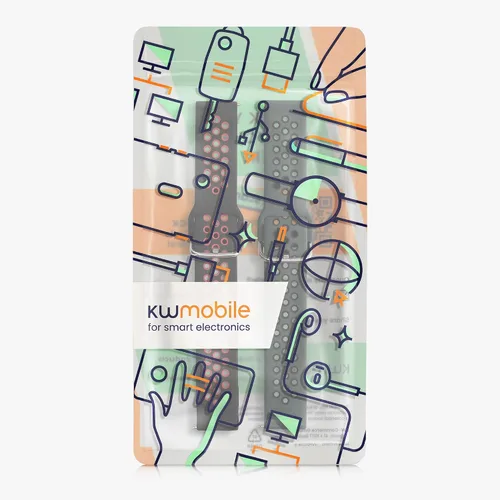 Vista 7 de kwmobile Correas compatibles con Blackview X1 Smartwatch Straps – 2 correas de silicona de repuesto – Negro/Azul Oscuro