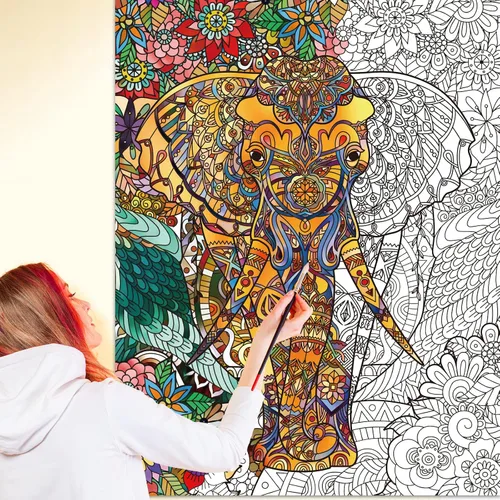 Vista 6 de Pósteres Gigantes de Elefante para Colorear para Niños y Adultos, Póster de Elefante para Colorear de 39.37×51.96 Pulgadas, Pósteres de Mandalas