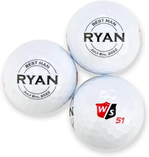 Vista 9 de Wilson - Funda de 3 pelotas de golf personalizadas para hombres, regalo de padrinos de boda, regalos para el padre de la novia, diseño personalizado