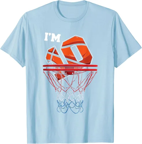 Vista 107 de Camiseta de regalo de cumpleaños con red de baloncesto de 10 años, Negro