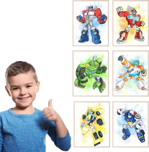 Vista 3 de Transformers Prints - Juego de 6 fotos de decoración de pared (8 x 10 pulgadas)