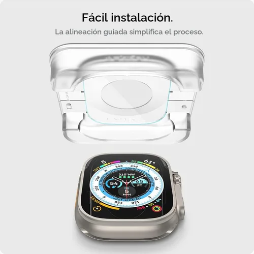 Vista 6 de Spigen Protector de pantalla de vidrio templado [Glas.tR EZ Fit] diseñado para Apple Watch Ultra 3 / Ultra 2 / Ultra (49mm) - Pack de 2 9H