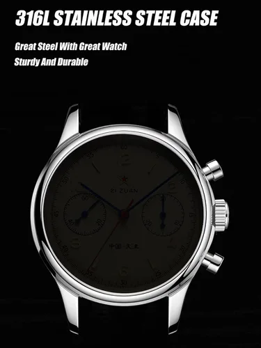 Vista 5 de HEMUDU Seagull 1963 - Reloj mecánico para hombre, cronógrafo piloto, cuerda manual, st1901, 1.57 pulgadas, 1.57 pulgadas, aviador, retro, zafiro