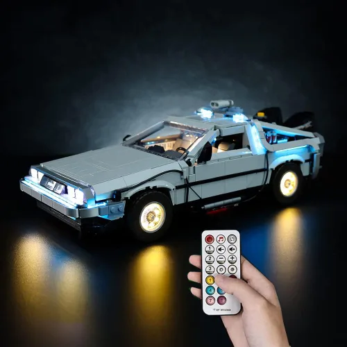 Vista 8 de RC con kit de luz LED de sonido para (Back to The Future Time Machine 10300) Kit de construcción, kit de iluminación de construcción para Lego 10300