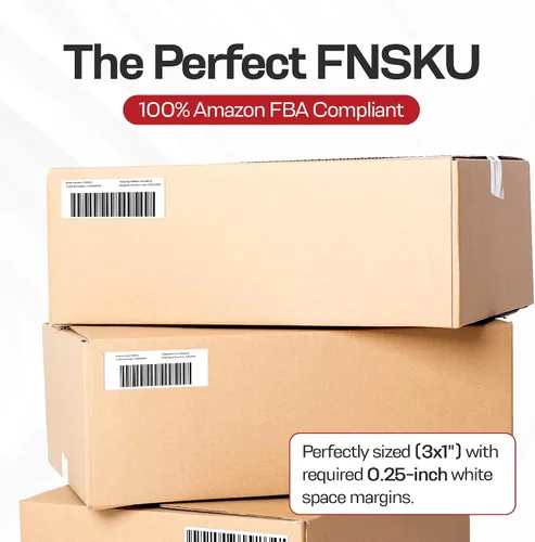 Vista 3 de Rockland Guard Etiquetas térmicas directas de 3 x 1 pulgada (1,300/rollo) - Etiquetas de código de barras FNSKU de Logística de Amazon, etiquetas