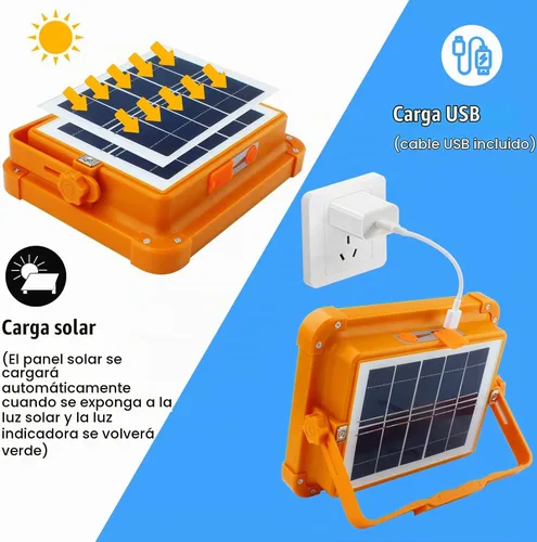 Vista 2 de CREATESTAR Luz Solar Portátil para Acampar con Soporte, Batería Recargable de 100W 12000mAh con 4 Modos, Luces LED Inalámbricas de Inundación