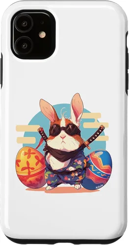 Vista 5 de iPhone 15 coloridos huevos de Pascua caza Ninja conejillo de indias con orejas de conejo