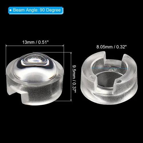 Vista 2 de PATIKIL Lente convexa LED de 0.512 in, 10 unidades de 90 grados de ángulo de haz de acrílico lente de condensador convexo para cámaras infrarrojas