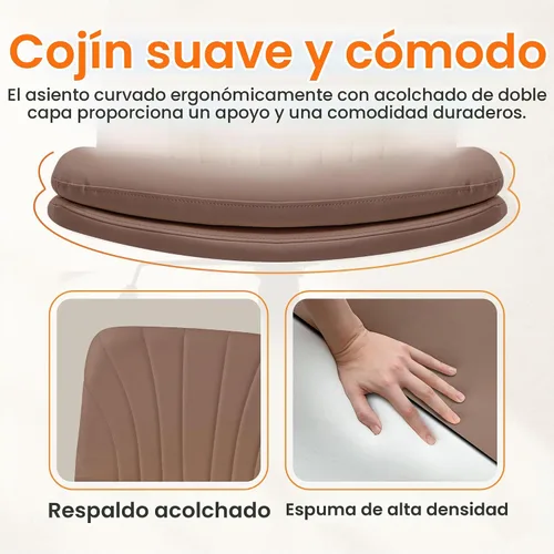 Vista 6 de NEO CHAIR Silla cruzada con ruedas, escritorio de oficina con patas marrón (Brown PU)