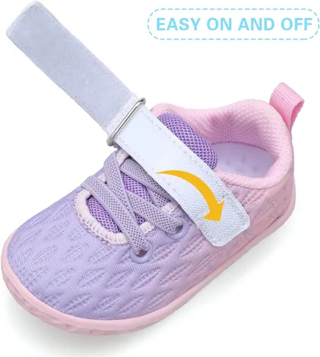 Vista 3 de FEETCITY Zapatillas de bebé para niños y niñas, zapatos de primera caminata, zapatos de cuna para recién nacidos, zapatos de meter