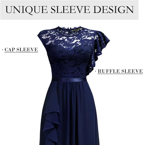 Vista 3 de Miusol Vestido largo formal de encaje floral con volantes para dama de honor, fiesta de dama de honor