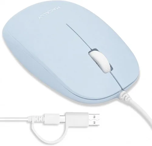 Vista 11 de Macally Ratón USB con cable para Mac y Windows, mouse simple de computadora con cable de 3 botones, diseño de rueda de desplazamiento con cable