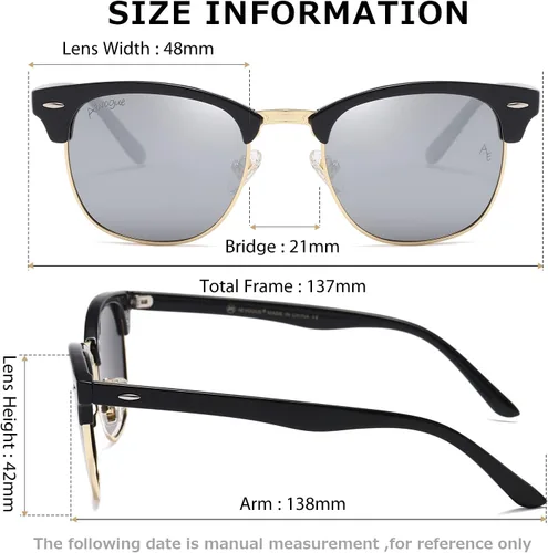 Vista 65 de AEVOGUE Gafas de sol polarizadas para mujeres y hombres semi marco retro gafas de sol AE0369