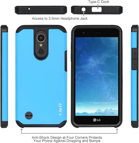 Vista 2 de J&D Funda de parachoques híbrida de doble capa resistente a prueba de golpes para LG K20 V/K20 Plus/Harmony/K10 2017/V5/Grace, cubierta protectora