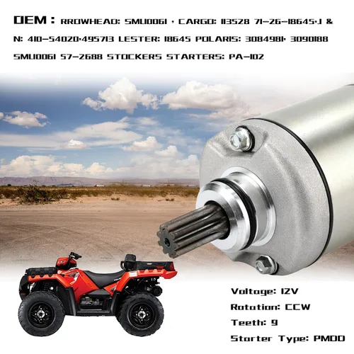Vista 2 de KARSEE Motor de Arranque 3084981 Reemplazo para Sportsman 335 400 450 500, Ranger 425 400 500 2x4 4x4 6x6, Scrambler 500, Magnum 325 330 425 500