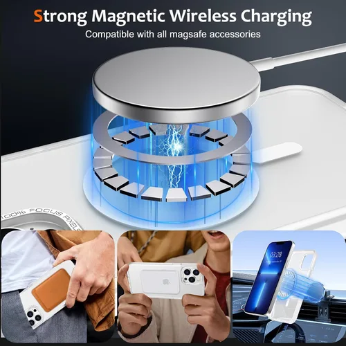 Vista 678 de Anuck - Funda magnética para iPhone 11 compatible con MagSafe, carcasa trasera mate translúcida dura, borde de TPU, delgada, resistente a impactos