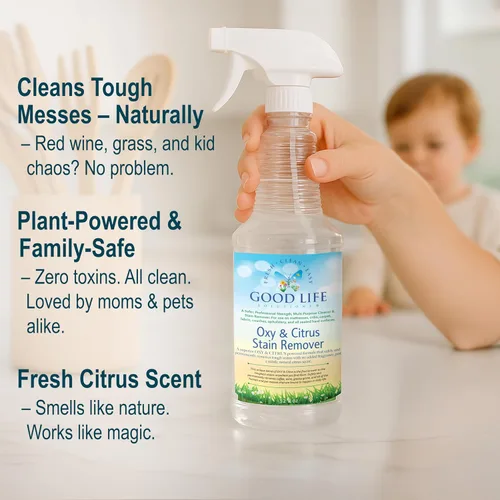 Vista 4 de Oxy Citrus - Removedor de manchas y limpiador multiusos – Spray de limpieza multiusos a base de plantas, perfecto para colchones, alfombras, suelos