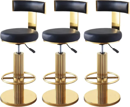Vista 20 de FUNROLUX Gold Bar Stools, Adjustable Swivel Counter Height Barstools Black Negro