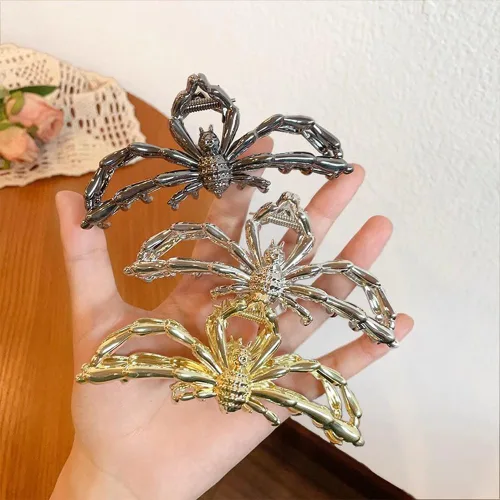Vista 8 de Pinzas para el pelo de araña dorada de metal francés, pasadores grandes sin arrugas para cabello grueso y fino, horquillas elegantes para decoración