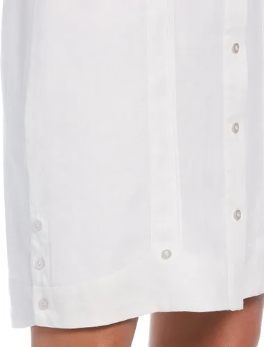Vista 4 de Cubavera Vestido guayabera de lino de manga corta liso con dos bolsillos para mujer