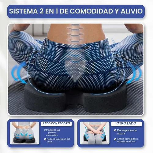 Vista 2 de Cojín de asiento de espuma viscoelástica, cojín para aliviar el dolor de coxis, almohada antideslizante para aliviar el dolor de ciática, para silla