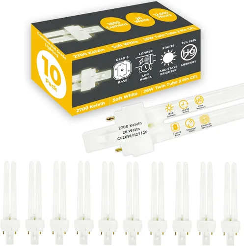 Vista 11 de GoodBulb Bombillas CFL de 13 W, base GX23 de 2 pines, 2700 K, blanco suave, 13 W, alto rendimiento, 800 lúmenes, bombillas fluorescentes compactas