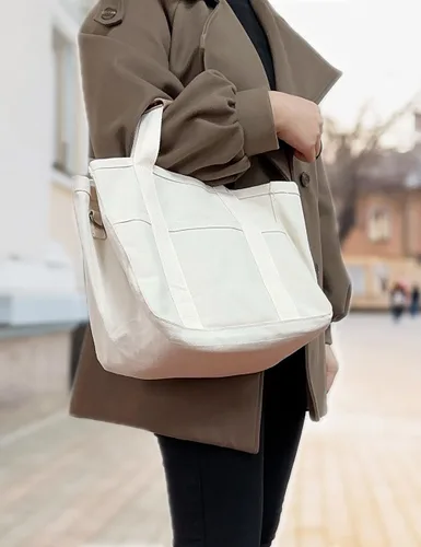Vista 7 de YIKOEE Bolso tote con bolsillos para mujer bolso cruzado de lona - múltiples compartimentos