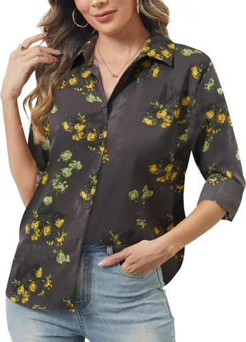 Vista 11 de Camisas de manga larga con botones para mujer, básicas, clásicas, suaves, con cuello a la moda, elegantes y casuales