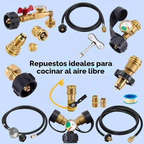 Vista 6 de Nariz suave POL Propano Gas montaje con 1/4" NPT macho LP tanque Atapter 100% latón macizo