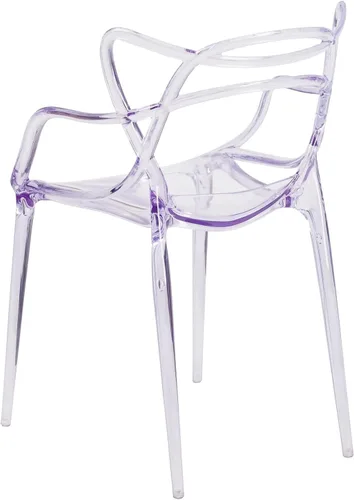 Vista 6 de Flash Furniture Josh - Juego de 4 sillas laterales apilables transparentes de la serie Nesting