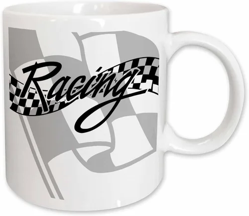 Vista 13 de 3dRose Taza de café, tamaño – 15 oz – Bandera de carreras a cuadros en blanco y negro PS Creations – divertido regalo de taza de café
