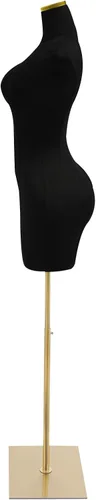Vista 3 de Maniquí femenino torso para mujer, cuerpo de manicanequin de alta estabilidad, soporte de metal dorado para ropa, exhibición de joyas, altura