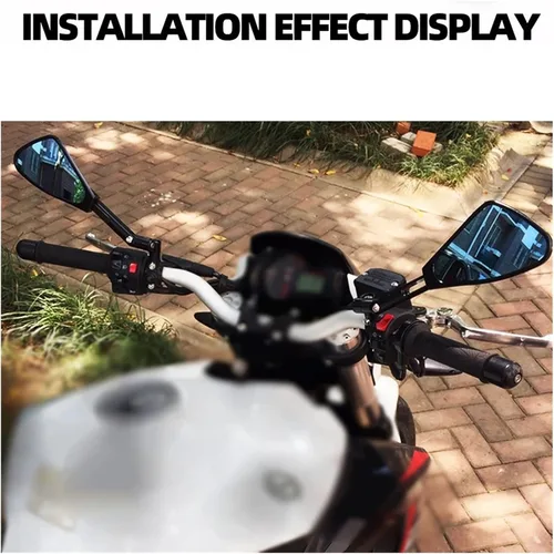 Vista 5 de Espejos laterales para motocicleta, manubrio, espejo retrovisor lateral para Benelli TRK 502 502 502 x 502K TNT 125 502c 752s BJ500 (color negro)