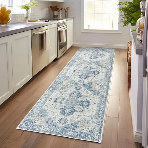 Vista 92 de jinchan Alfombra de Área 2x3 pies Alfombra Vintage de Entrada Lavable Bohemia Tapete Interior para Puerta Medallón Floral Tapete Pequeño para Puerta