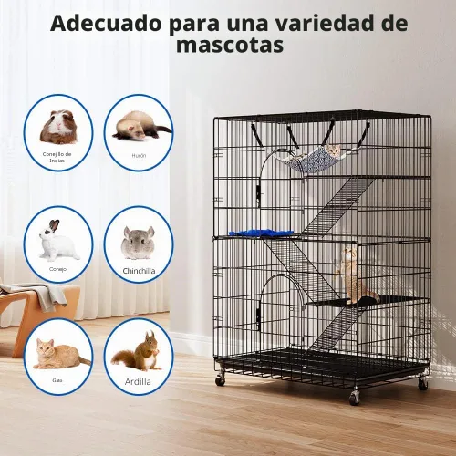 Vista 7 de PawGiant Jaula para gatos de 4 niveles de 51 pulgadas, perrera de metal grande para gatos, gatitos, hurones y otros animales, con corralito, 2