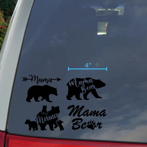 Vista 3 de Paquete de calcomanías de Mama Bear: flecha, cachorros, caminando, garra (negro, pequeño 4 pulgadas)