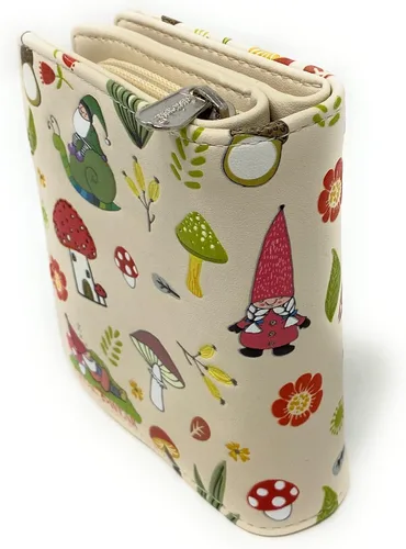 Vista 2 de Shag Wear Gnome Forest - Cartera pequeña para mujeres y adolescentes, piel sintética vegana de 4.5 pulgadas, color beige, Beige, Moderno