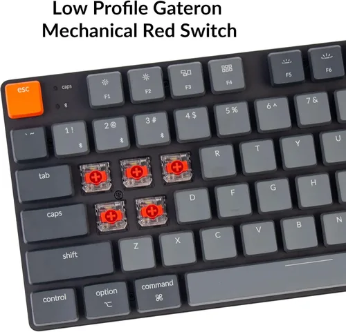 Vista 4 de Keychron K1 SE teclado mecánico inalámbrico ultra delgado con cable BluetoothUSB con retroiluminación LED blanca interruptor rojo mecánico Gateron