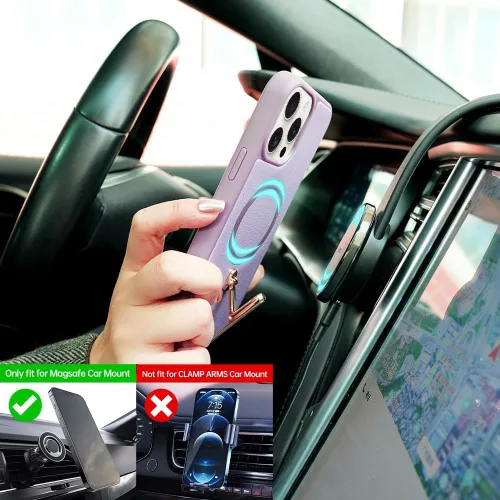Vista 6 de CUSTYPE Funda para iPhone 13 Pro Max de 6.7 pulgadas con soporte, funda de cuero delgada con soporte de 2 vías, compatible con MagSafe, funda