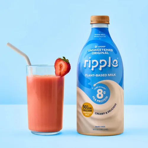 Vista 6 de Ripple, leche de guisantes, original, sin azúcar, 48 onza