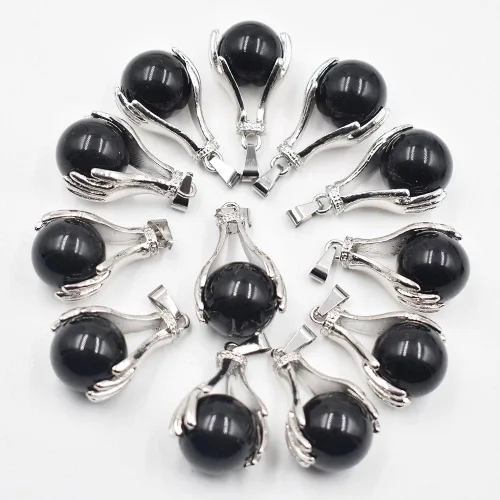 Vista 5 de Colgante de cristal de cuarzo natural con forma de bola redonda, collares de cuentas para yoga, reiki, chakras, curación, joyería para mujeres
