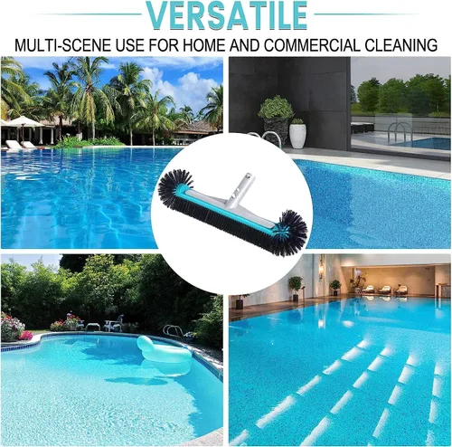 Vista 6 de Cabezal de cepillo de piscina con extremos redondos, cabezal trasero de aluminio resistente de 17.5 pulgadas para limpiar paredes, azulejos y Negro
