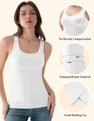 Vista 4 de EUYZOU Women Tummy Control Shapewear Tank Tops - Seamless Body Shaper Compression Shirts