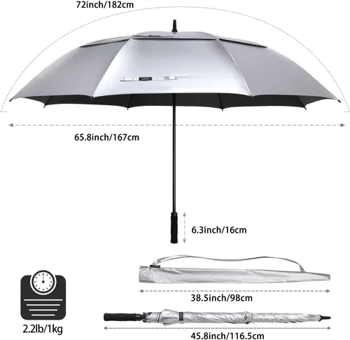 Vista 3 de G4Free Paraguas enorme de golf con protección UV, apertura automática, resistente al viento, paraguas de gran tamaño, extra grande, ventilado, doble