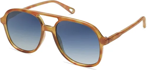Vista 22 de SOJOS Gafas de sol de aviador polarizadas retro para mujer SJ2174 Tortuga ámbar/marrón