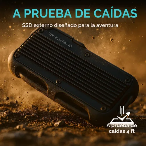 Vista 3 de Mercury SSD portátil externo 500GB 1000MB/s resistente a prueba de gotas de agua USB-C