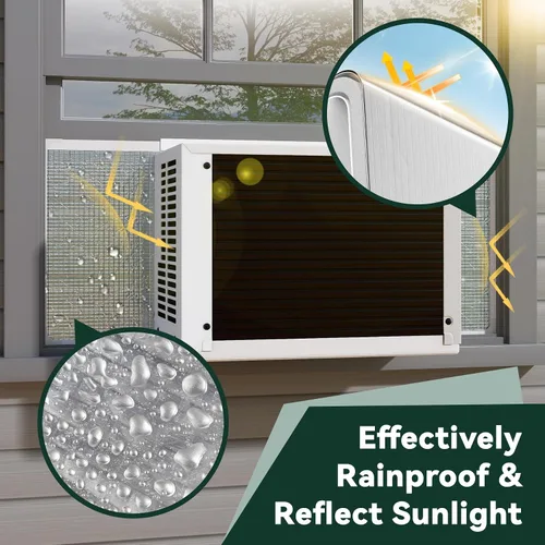 Vista 3 de Flehomo Paneles de espuma aislante de aire acondicionado para ventana con superficie de papel de aluminio, kit de paneles laterales de CA con tira
