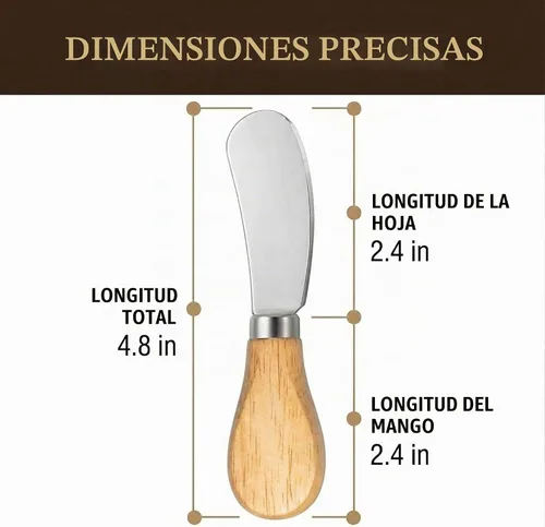 Vista 2 de Pequeños cuchillos esparcidores de queso, mango de madera, 5 pulgadas, cuchillos de cóctel de acero inoxidable para condimentos, queso, mantequilla
