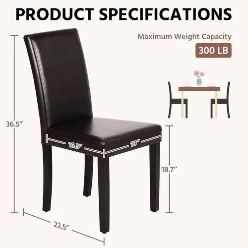 Vista 2 de Yaheetech Juego de 4 sillas de comedor tapizadas para cocina, color marrón Marrón oscuro