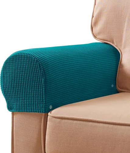 Vista 30 de SUBRTEX Juego de 2 fundas elásticas para brazos de sofá, fundas a cuadros para brazos de sofá, fundas antideslizantes para reposabrazos